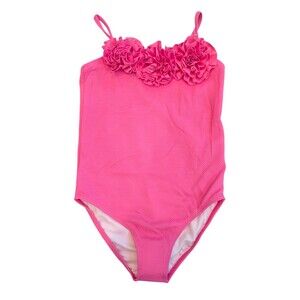 NWT Janie and Jack Pink Floral Rosette One-Piece Swimsuit Girls Size 7